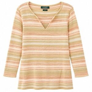 NWT$ LRL Ralph Lauren Linen Blend Sweater Sz L Multi Southwestern Transitional